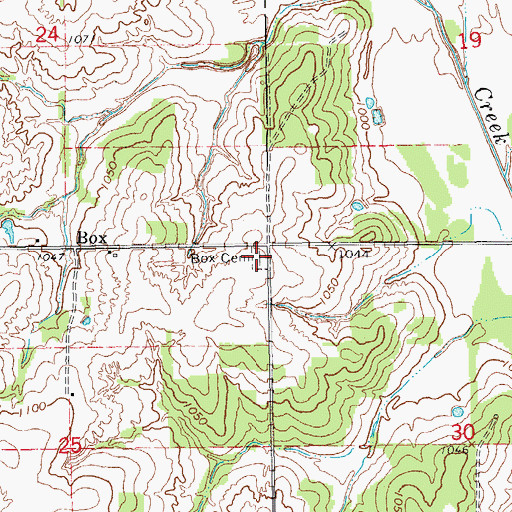 Topographic Map of Box Cemetery, OK
