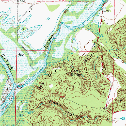 Topographic Map of Boy Scout Bluff, OK