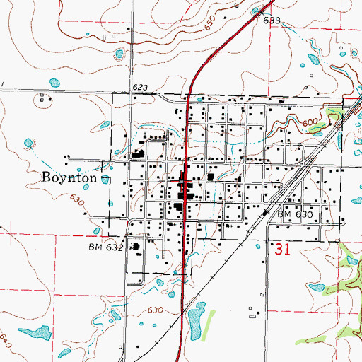 Topographic Map of Boynton, OK