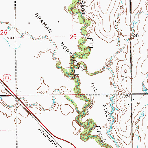 Topographic Map of Braman Northwest Oil Field, OK