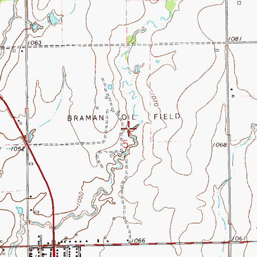 Topographic Map of Braman Oil Field, OK