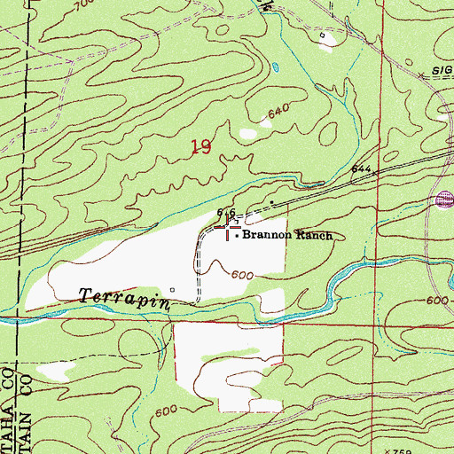 Topographic Map of Brannon Ranch, OK