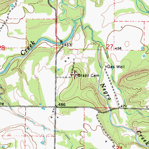 Topographic Map of Brazil Cemetery, OK
