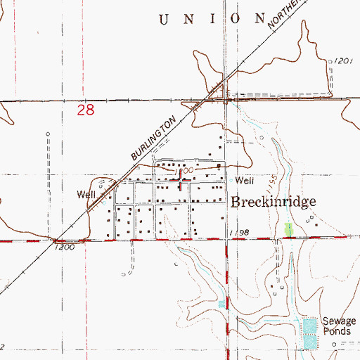 Topographic Map of Breckinridge, OK