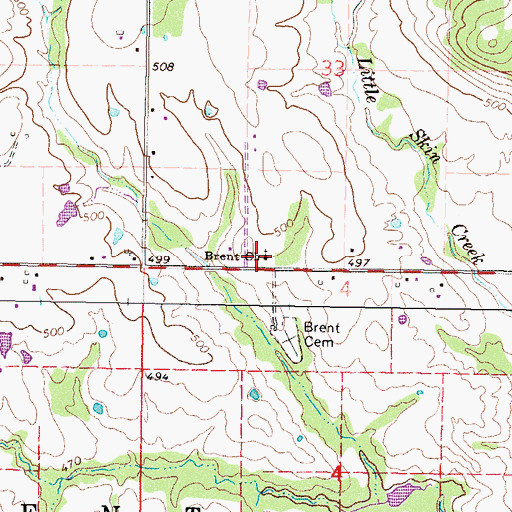 Topographic Map of Brent Church, OK