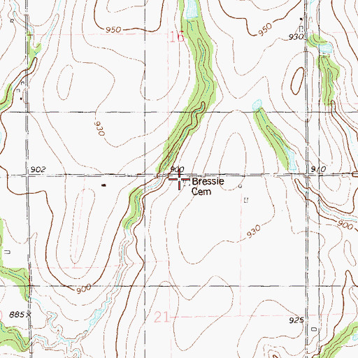 Topographic Map of Bressie Cemetery, OK