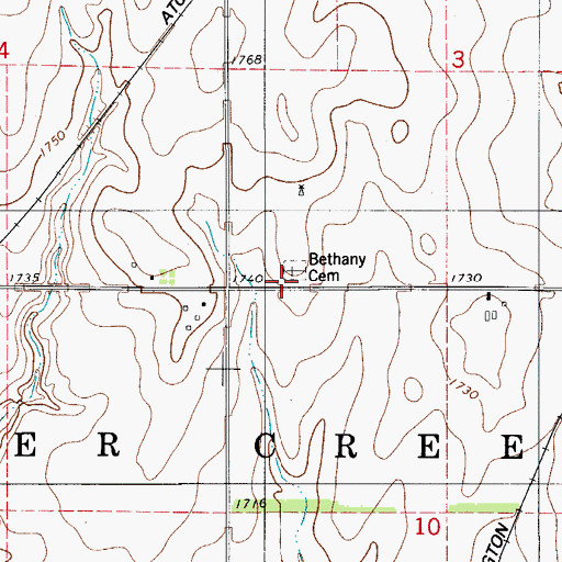 Topographic Map of Brethren in Christ Church, OK