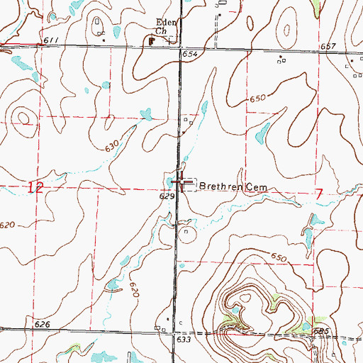 Topographic Map of Brethren Cemetery, OK