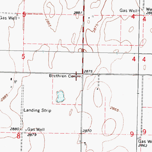 Topographic Map of Brethren Cemetery, OK