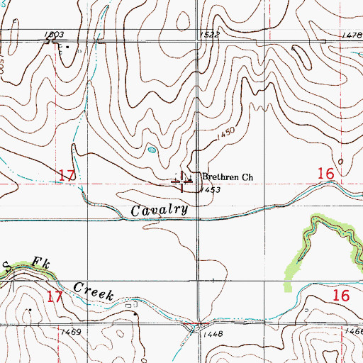 Topographic Map of Brethren Church, OK