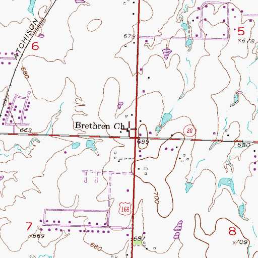Topographic Map of Brethren Church, OK