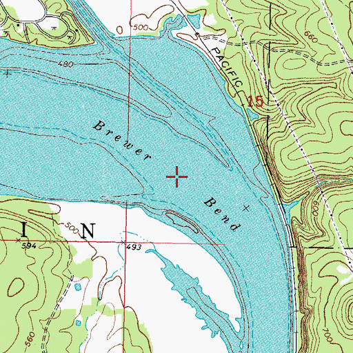 Topographic Map of Brewer Bend, OK