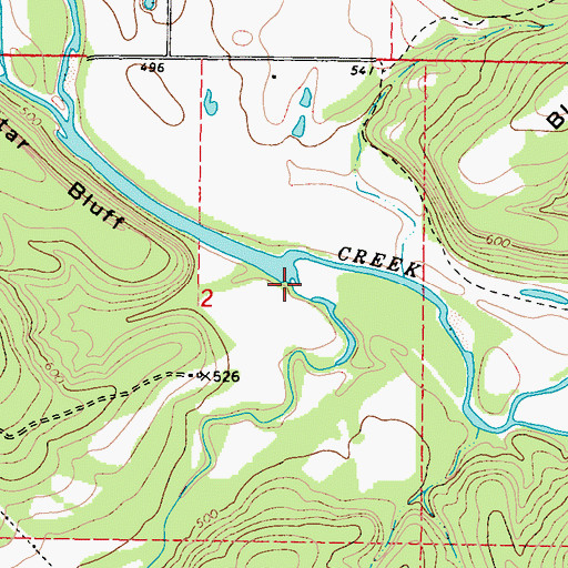 Topographic Map of Briar Creek, OK