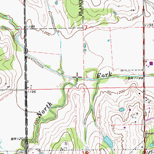 Topographic Map of Bridge Creek, OK