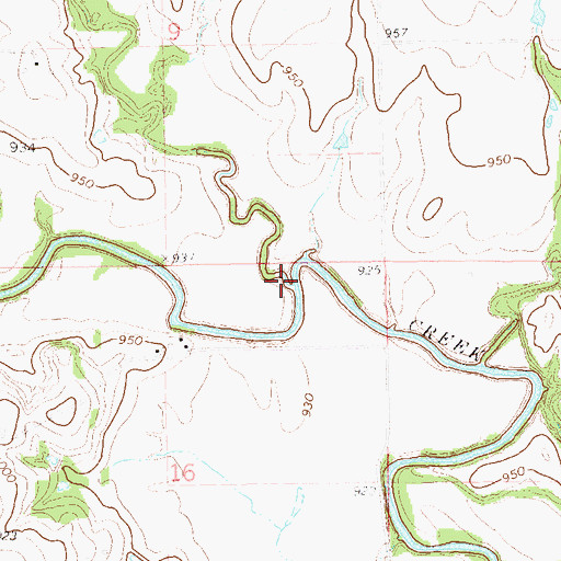 Topographic Map of Bridge Creek, OK
