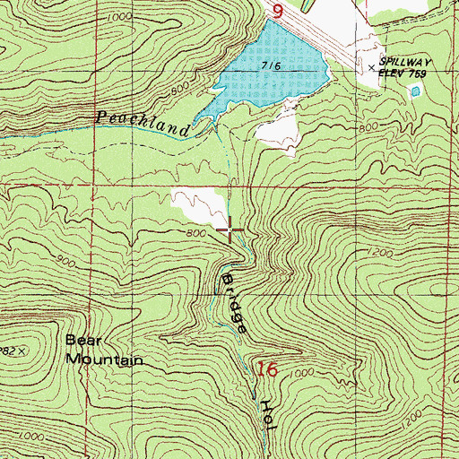 Topographic Map of Bridge Hollow, OK