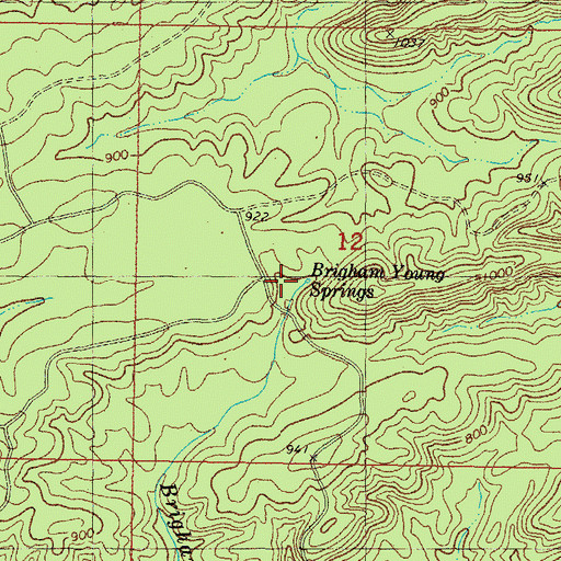 Topographic Map of Brigham Young Springs, OK