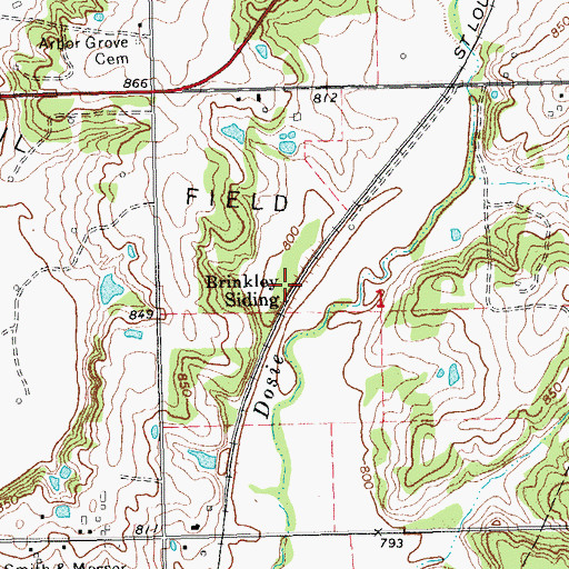 Topographic Map of Brinkley Siding, OK