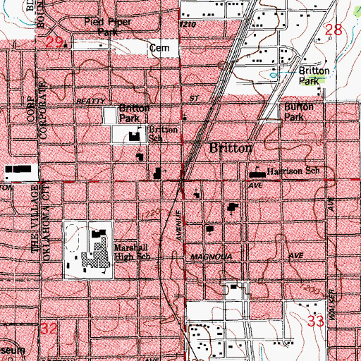 Topographic Map of Britton, OK
