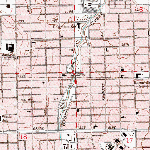 Topographic Map of Brock Park, OK