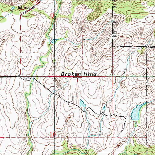 Topographic Map of Broken Hills, OK