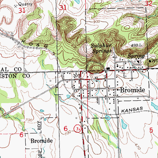 Topographic Map of Bromide, OK