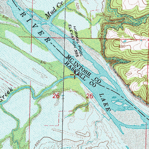 Topographic Map of Brooken Creek, OK