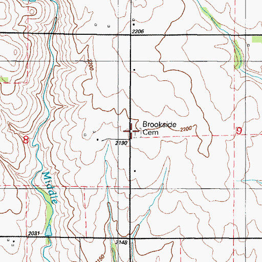 Topographic Map of Brookside Cemetery, OK
