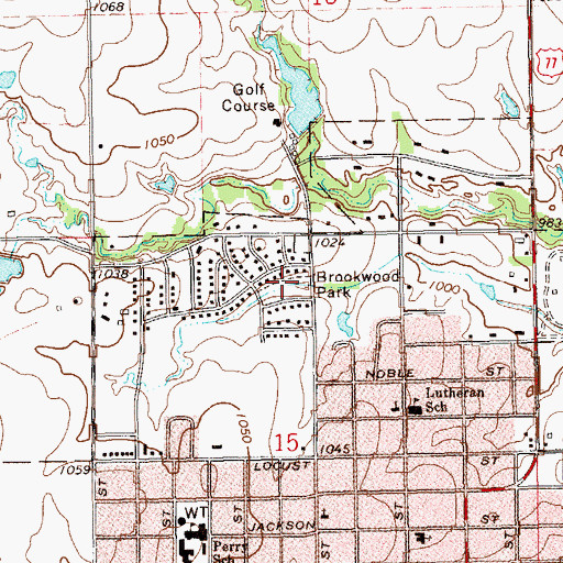 Topographic Map of Brookwood Park, OK