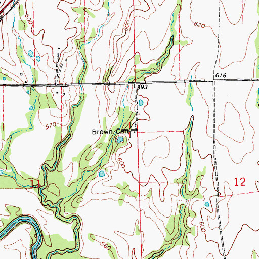Topographic Map of Brown Cemetery, OK
