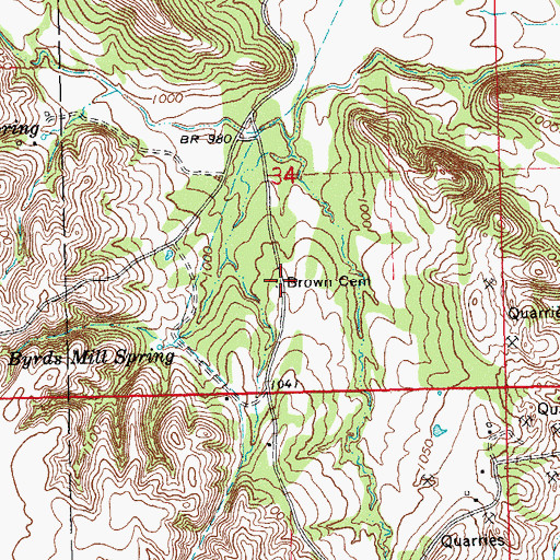 Topographic Map of Brown Cemetery, OK