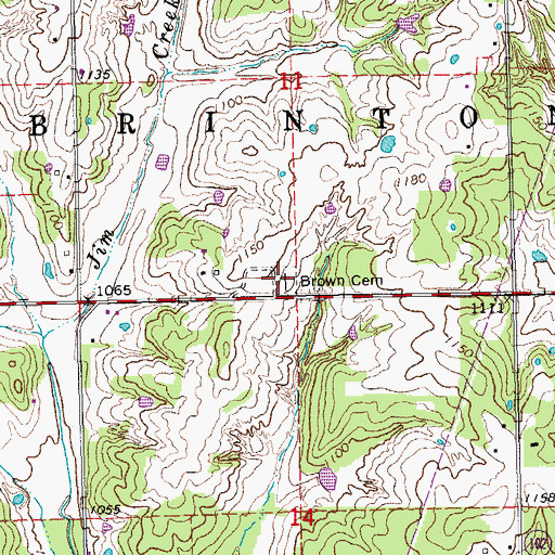 Topographic Map of Brown Cemetery, OK
