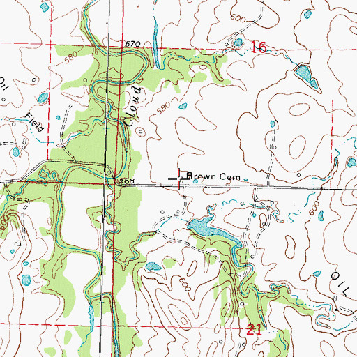 Topographic Map of Brown Cemetery, OK