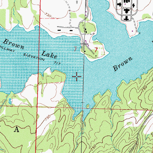 Topographic Map of Brown Lake, OK