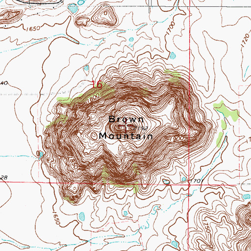 Topographic Map of Brown Mountain, OK