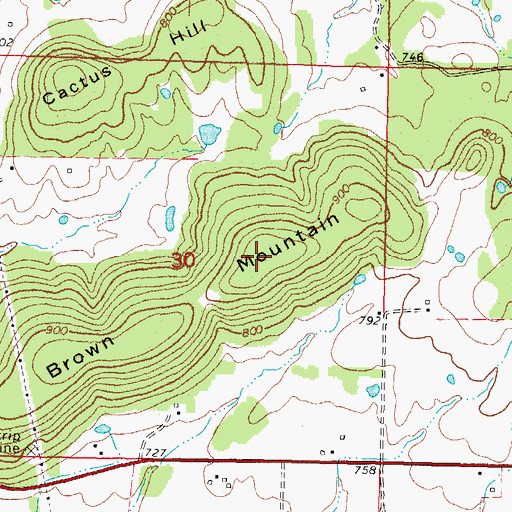 Topographic Map of Brown Mountain, OK
