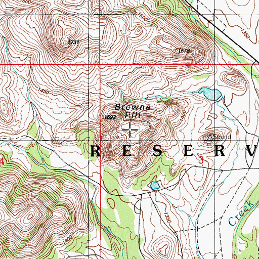Topographic Map of Browne Hill, OK