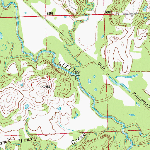 Topographic Map of Browns Creek, OK