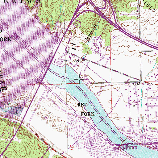 Topographic Map of Brush Creek, OK