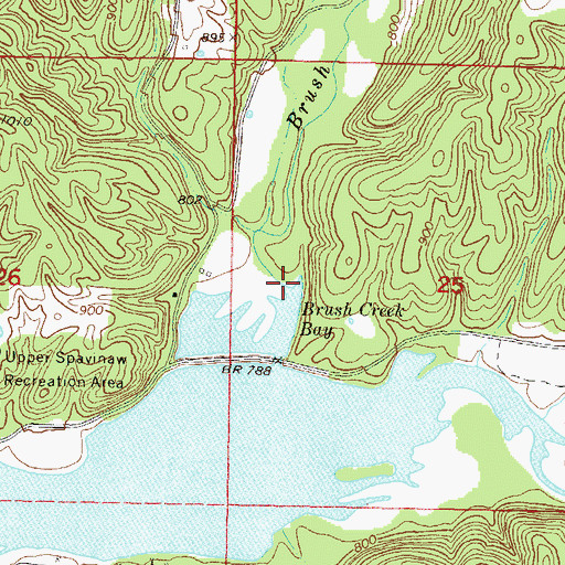 Topographic Map of Brush Creek, OK