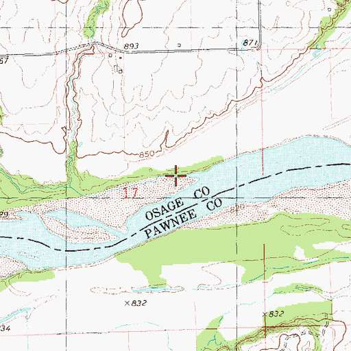 Topographic Map of Brush Creek, OK