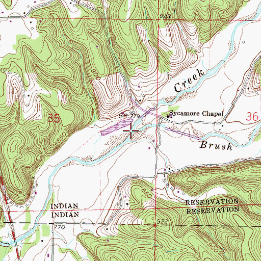 Topographic Map of Brush Creek, OK
