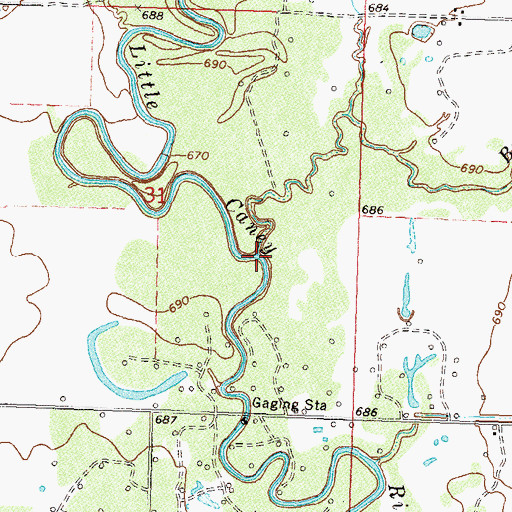 Topographic Map of Brush Creek, OK