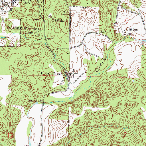 Topographic Map of Brush Creek Church, OK