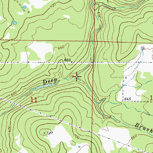 Topographic Map of Brushy Branch, OK