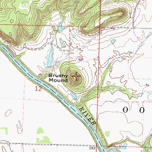 Topographic Map of Brushy Mound, OK