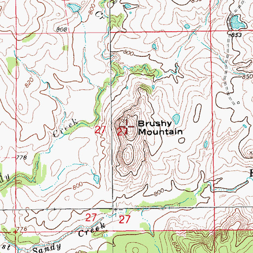 Topographic Map of Brushy Mountain, OK