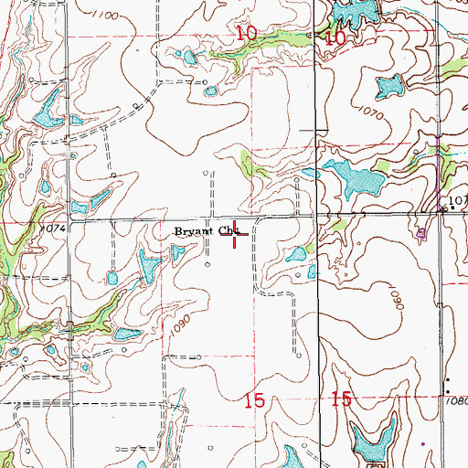 Topographic Map of Bryant Church, OK