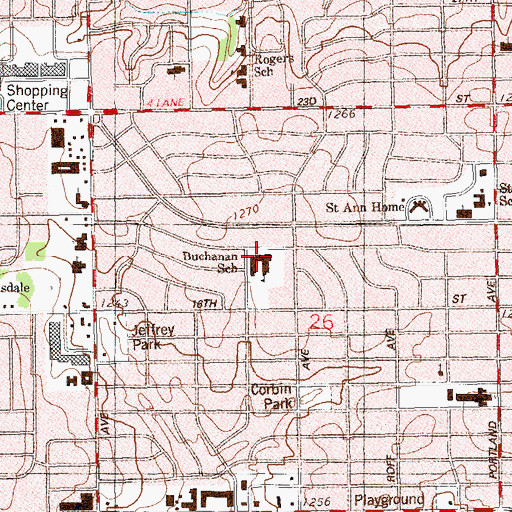 Topographic Map of Buchanan Elementary School, OK