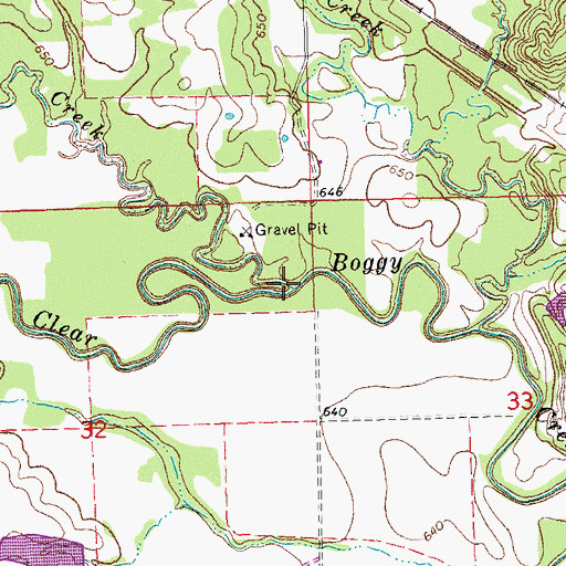 Topographic Map of Buck Creek, OK